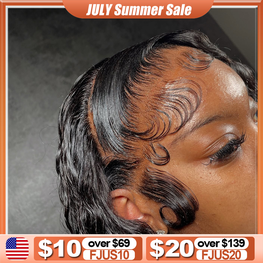 Hd Lace Frontal Wig Human Hair Pre Plucked - วิกผมแบบเต็มศีรษะ 250% 13x4 HD โปร่งใส ลอนน้ำ