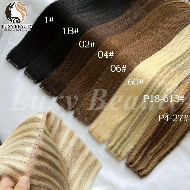 Invisible Tape In Extensions Real Hair - ผมต่อแบบเจาะรูสีน้ำตาล บราวน์ บัตเตอร์ฟลาย โฮล เวฟท์ แบบตรง