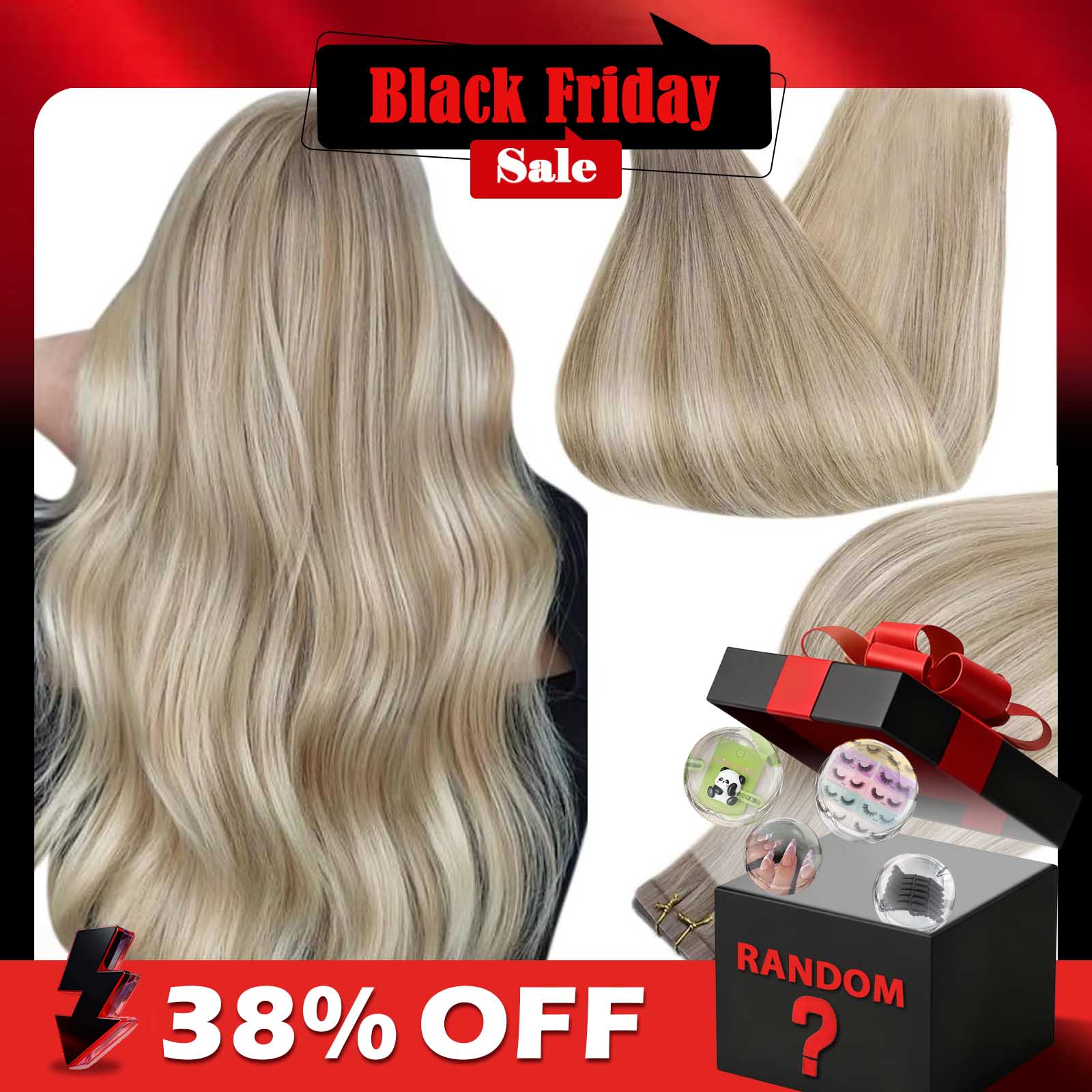 Invisible Tape In Extensions Real Hair - Full Shine เทปต่อผมมนุษย์ Balayage สีบลอนด์ Omber
