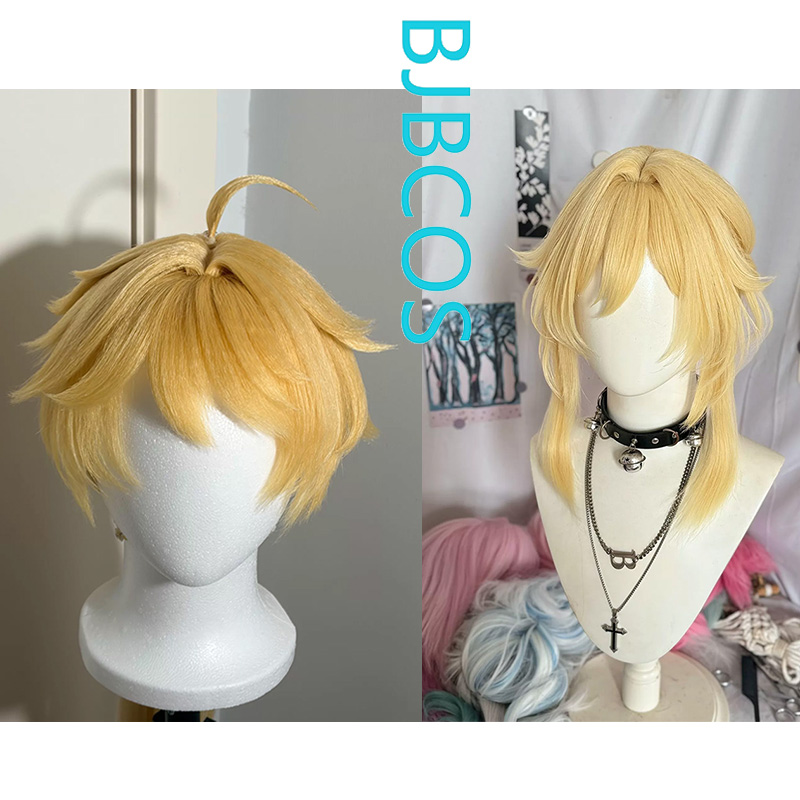 Synthetic Wigs - [วิกผมแบบมีสไตล์] วิกผมคอสเพลย์ Lumine/Aether เกม Genshin Impact