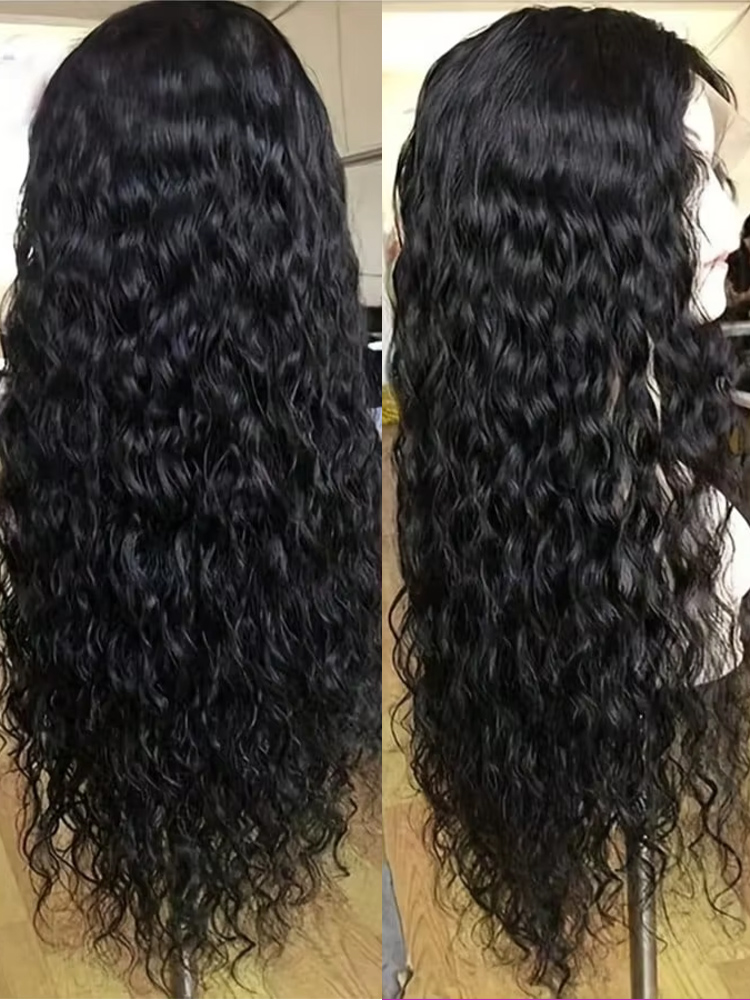 Water Wave Bulk Human Hair For Braiding - วิกผมมนุษย์ลอนลึกความหนาแน่น 250 พร้อมฐานลูกไม้ 4x4 แบบตัดสำเร็จ วิกผมมนุษย์ลอนหยิก