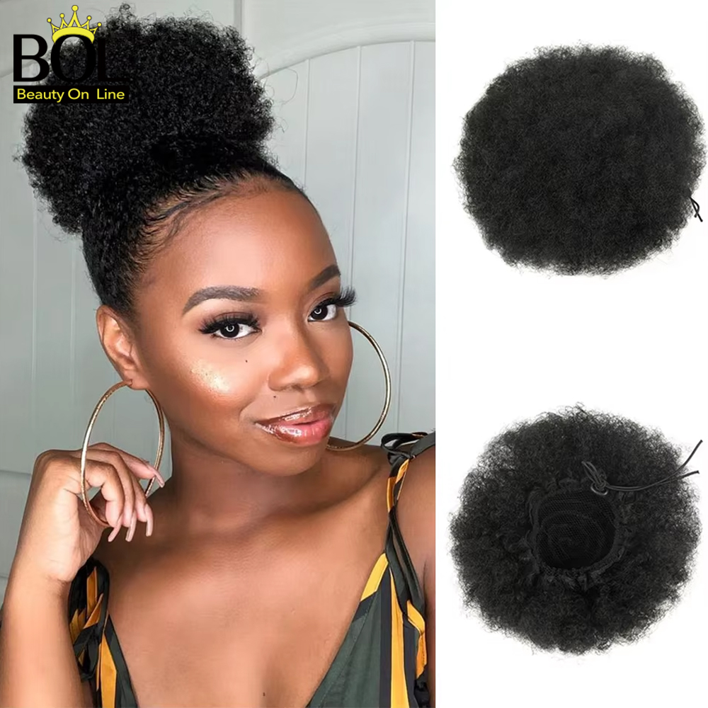 Drawstring Afro Curly Puff Ponytail - ผมปลอมแบบ Afro Puff ทรงหางม้าแบบผูกเชือก แบบหยิกฟู ขนาด