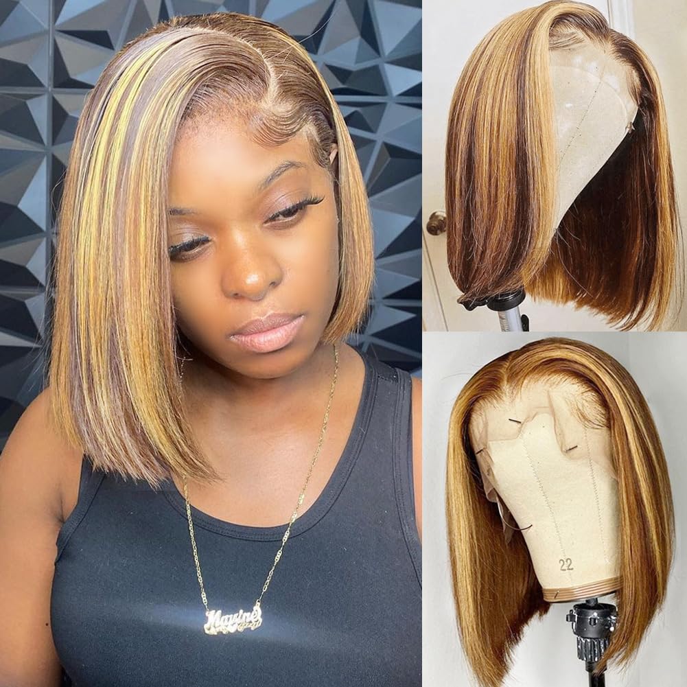 Pre Parted 13X4 Lace Front Bob Wig - วิกผมบ๊อบผมแท้ 13x4 HD Lace Frontal ทรงผมสั้นตรง
