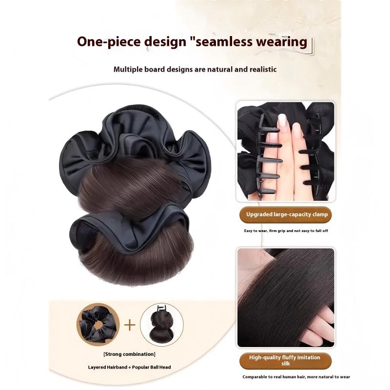 Claw Clip Messy Bun Hair Piece - ผมปลอมทรงดัดงอแบบไม่ต้องใช้เครื่องมือสำหรับผู้หญิง ทรงผมบันต่ำแบบหนีบ วิกผมทรงบันแบบยุ่งๆ ต่อผมตรง