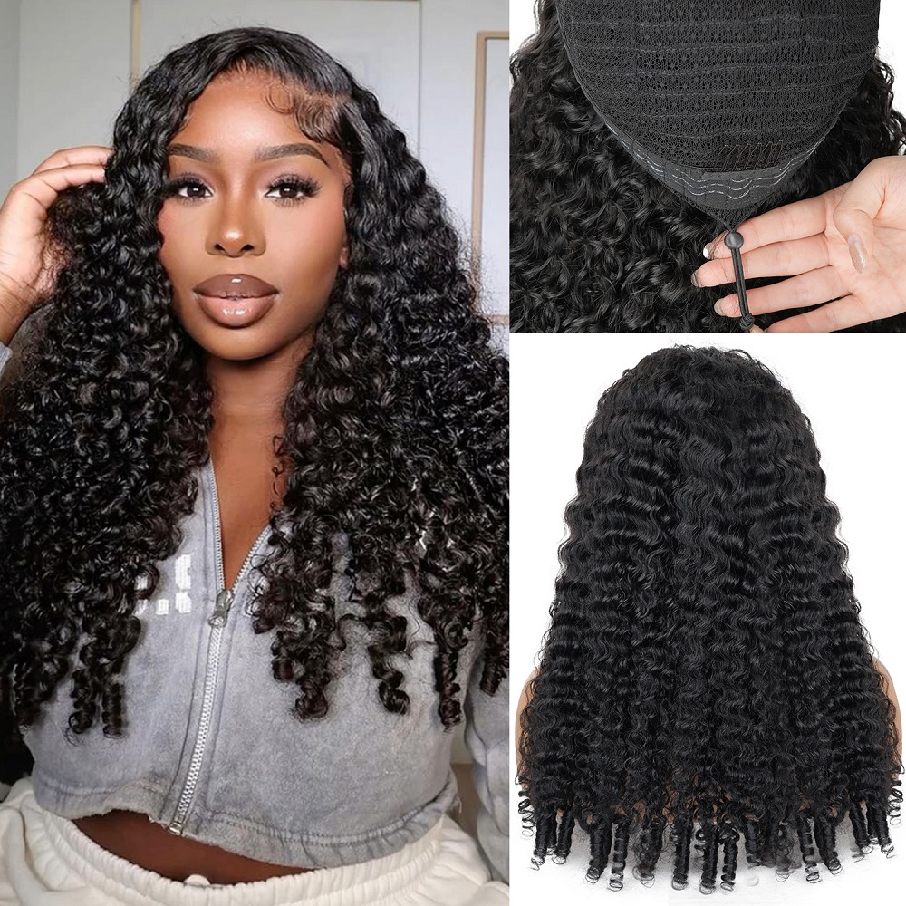 Human Hair Wigs - วิกผมมนุษย์แบบลูกไม้เต็มศีรษะ ไม่ต้องใช้กาว สีธรรมชาติ ทรงลอนหยักศกแบบพม่า สำหรับผู้หญิง ขนาด