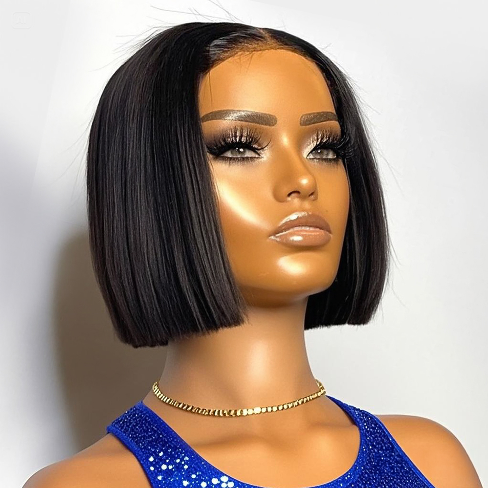 Glueless Wear And Go Human Hair Wig - วิกผมบ๊อบสั้นตรง ความหนาแน่น 250% 13x4 13x6 HD