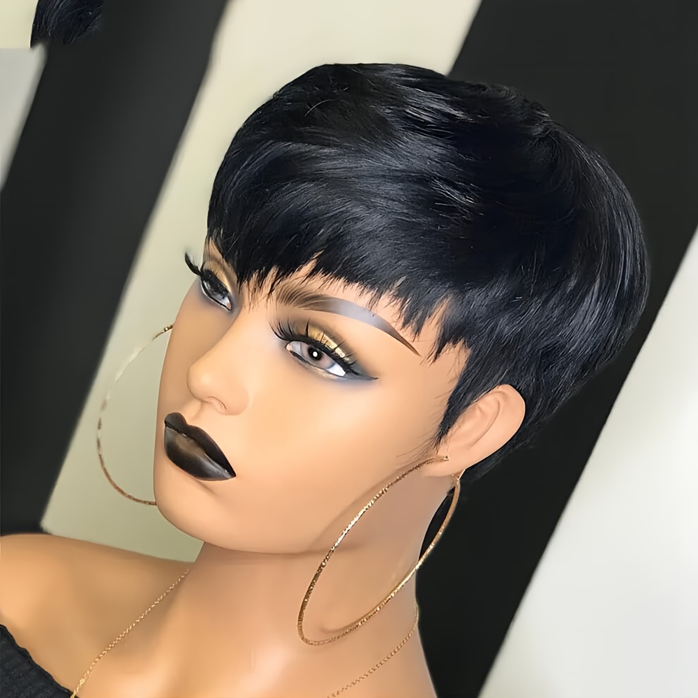 Short Pixie Cut Wig Human Hair Cheap - สั้น Pixie วิกผมผมมนุษย์ชั้นตัดสั้นวิกผมสีน้ําตาลสีแดง Ombre Highlight Duby