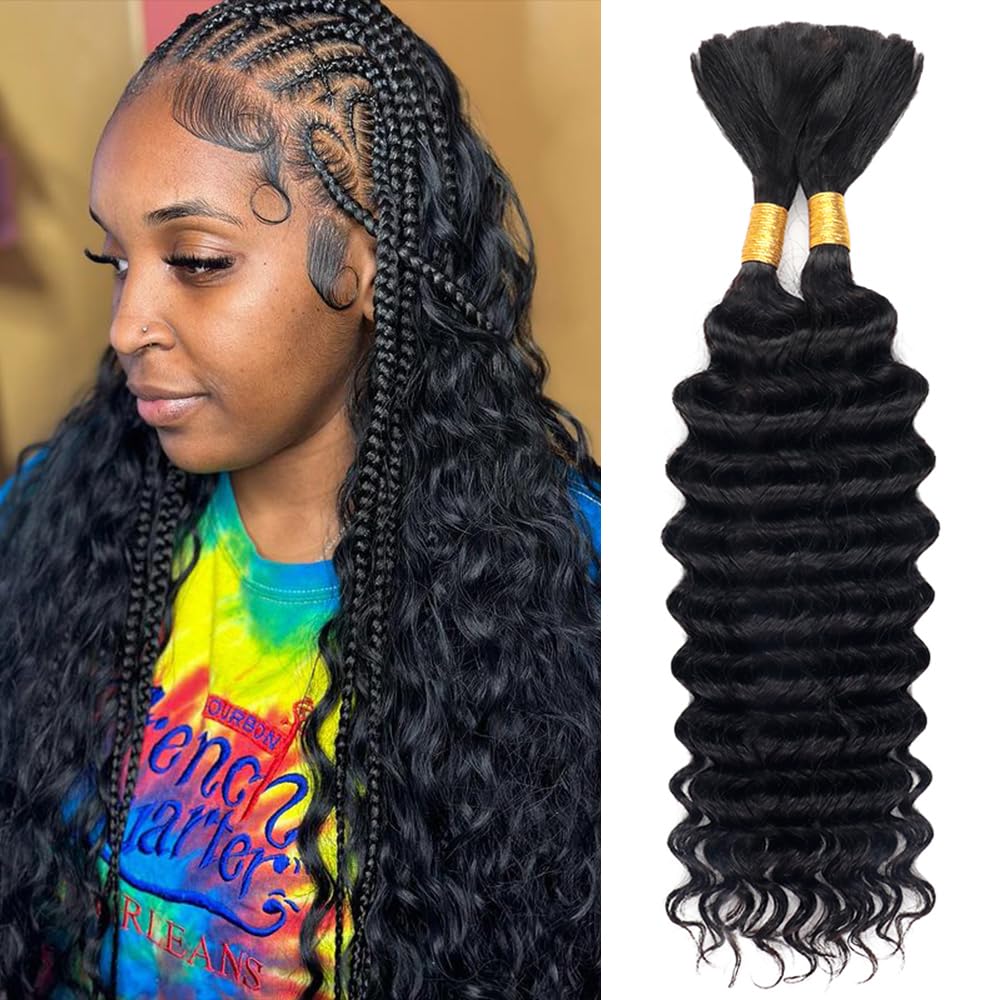 Water Wave Bulk Human Hair For Braiding - ผมมนุษย์แท้แบบไม่มีเวย์ฟสำหรับถักเปีย ผมมนุษย์แบบไม่ผ่านการแปรรูปสำหรับต่อผมแบบเป็นช่อ ผมเรมี่บราซิลเลียน