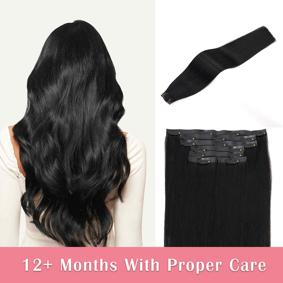 Seamless Clip In Hair Extensions Human Hair - ต่อผมแบบคลิปไร้รอยต่อ ผมแท้ 7 ชิ้น 110 กรัม
