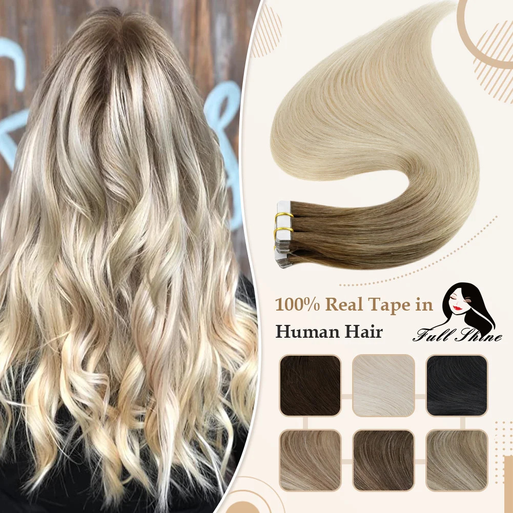 Invisible Tape In Extensions Real Hair - Full Shine Omber เทปต่อผมมนุษย์ผมสีบลอนด์ 100% Remy