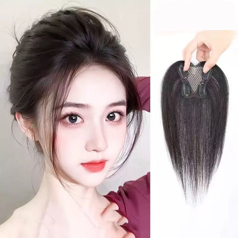 Seamless Clip In Hair Extensions Human Hair - ท็อปเปอร์ผมแท้ ระบายอากาศได้ ซ่อมแซมเส้นผม ติดตั้งง่ายด้วยคลิป 4 ตัว