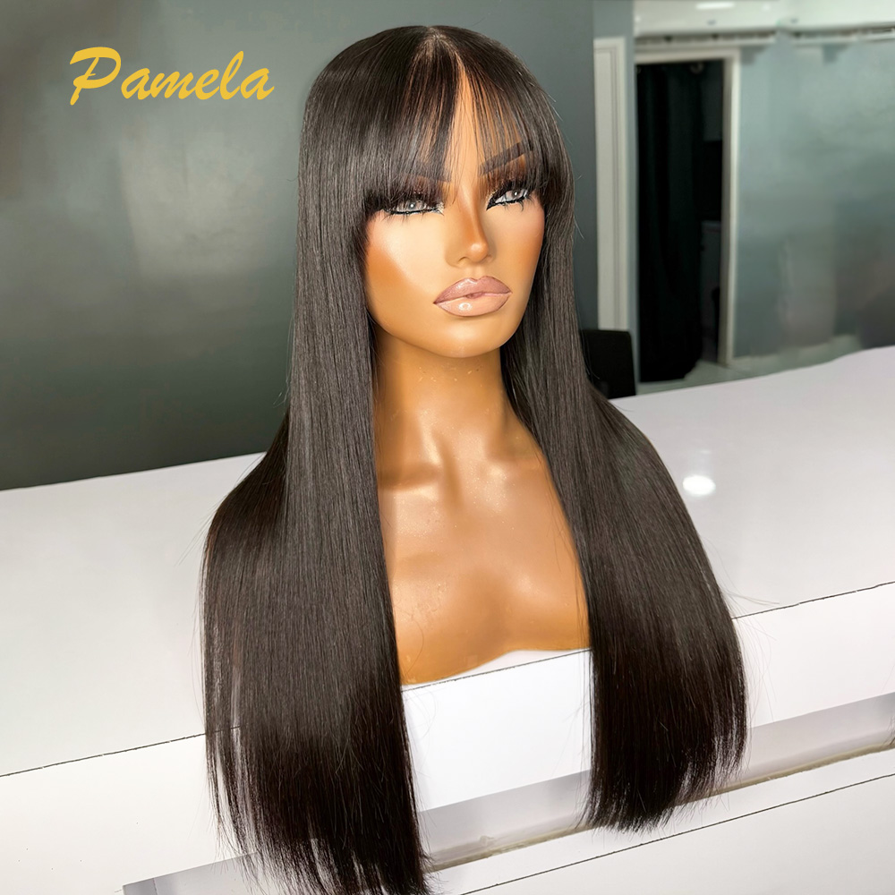 Lace Front Wigs - วิกผมแท้บราซิลแบบตรง พร้อมหน้าม้า วิกผมลูกไม้ 360 องศา วิกผมแท้สำเร็จรูปสำหรับผู้หญิง