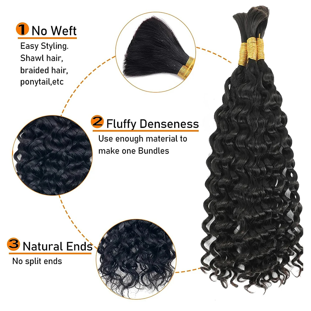 ผมมนุษย์แบบ Water Wave สำหรับถ - Water Wave Bulk Human Hair For Braiding บทวิจารณ์และราคา
