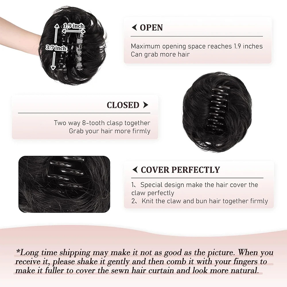 วิกผมต่อหางม้าแบบหนีบผมดัดลอนผ - Claw Clip Messy Bun Hair Piece บทวิจารณ์และราคา