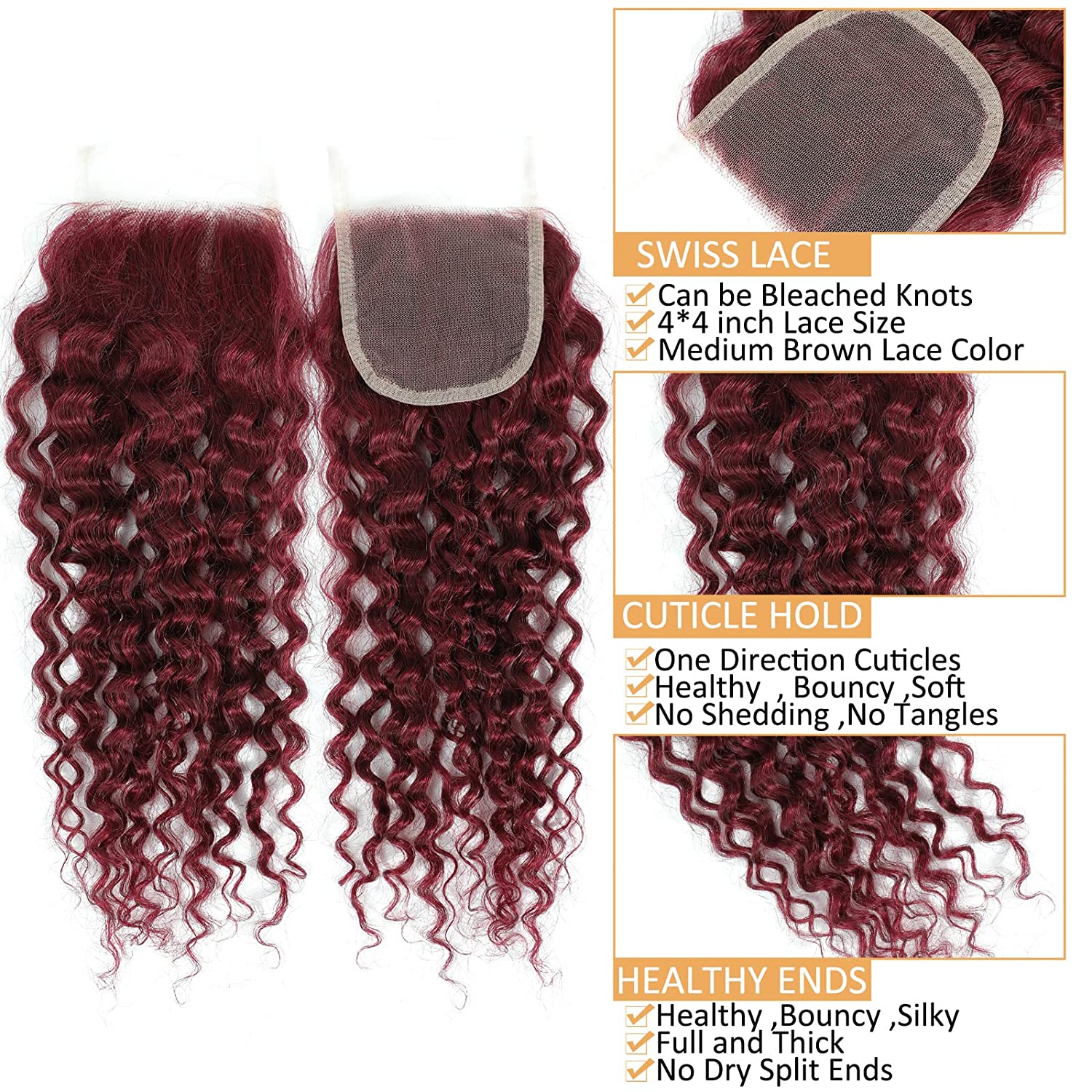 ชุดผมเวฟน้ำ 12A พร้อมผมปิดหน้า - Deep Wave 3 Bundles With Closure บทวิจารณ์และราคา
