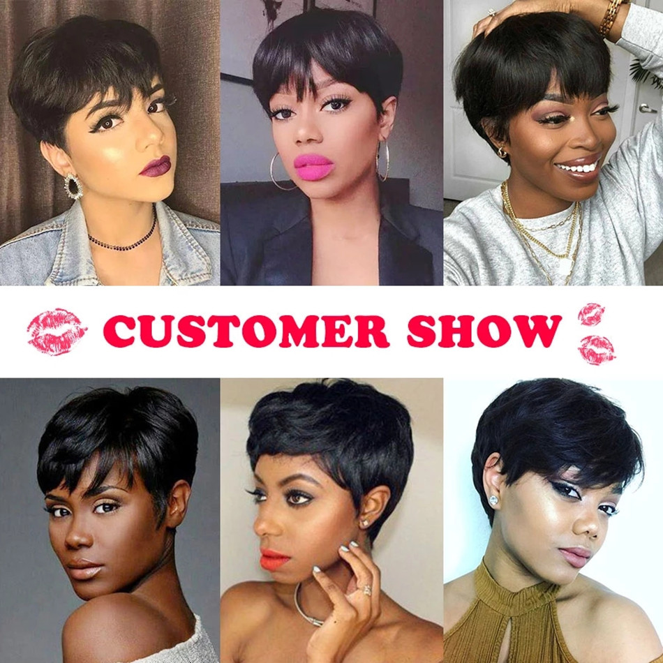 วิกผมสั้นทรงพิกซี่คัท ผมตรงแบบ - Short Pixie Cut Wig Human Hair Cheap บทวิจารณ์และราคา