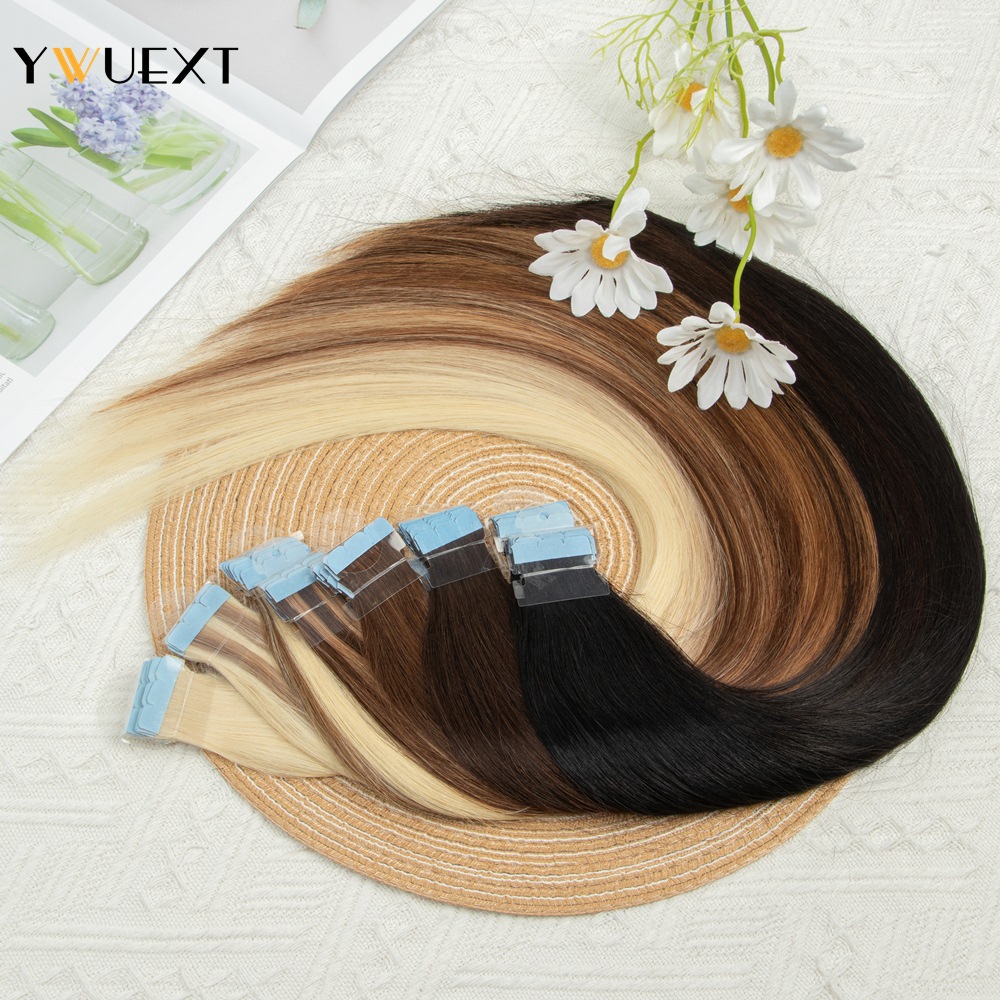 Ywuext เทปขนาดเล็กผมต่อมนุษย์ต - Invisible Tape In Extensions Real Hair บทวิจารณ์และราคา