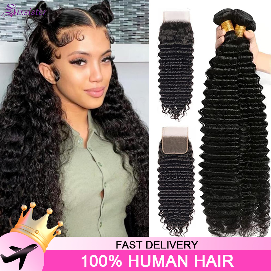 ผมมนุษย์แบบ Deep Wave พร้อมเชื - Deep Wave 3 Bundles With Closure บทวิจารณ์และราคา