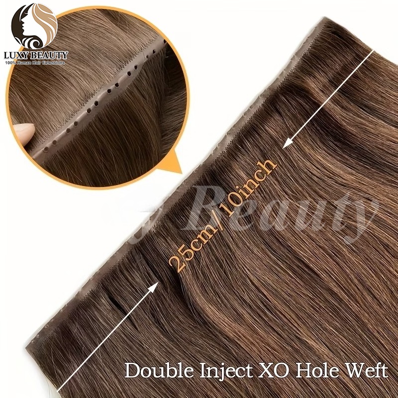 ผมต่อแบบเจาะรูสีน้ำตาล บราวน์  - Invisible Tape In Extensions Real Hair บทวิจารณ์และราคา