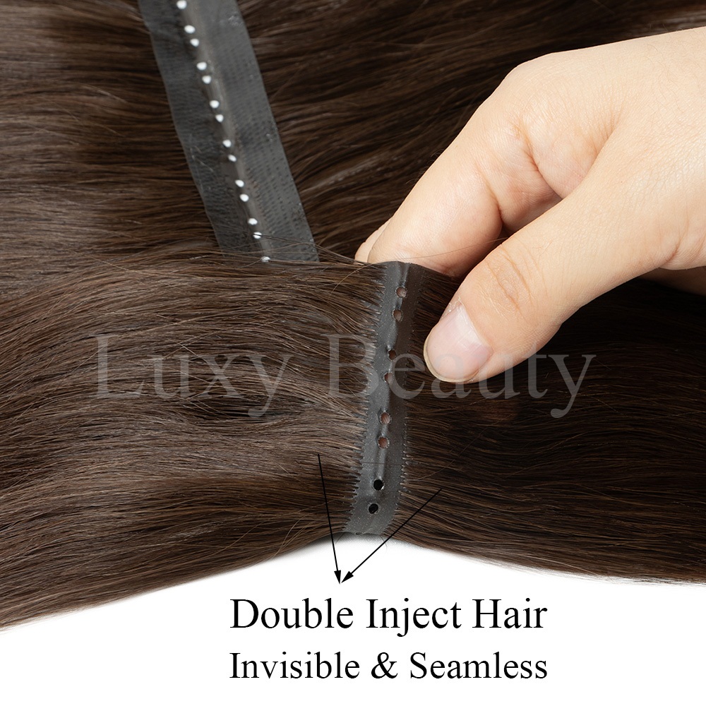 ผมต่อแบบเจาะรูสีน้ำตาล บราวน์  - Invisible Tape In Extensions Real Hair บทวิจารณ์และราคา