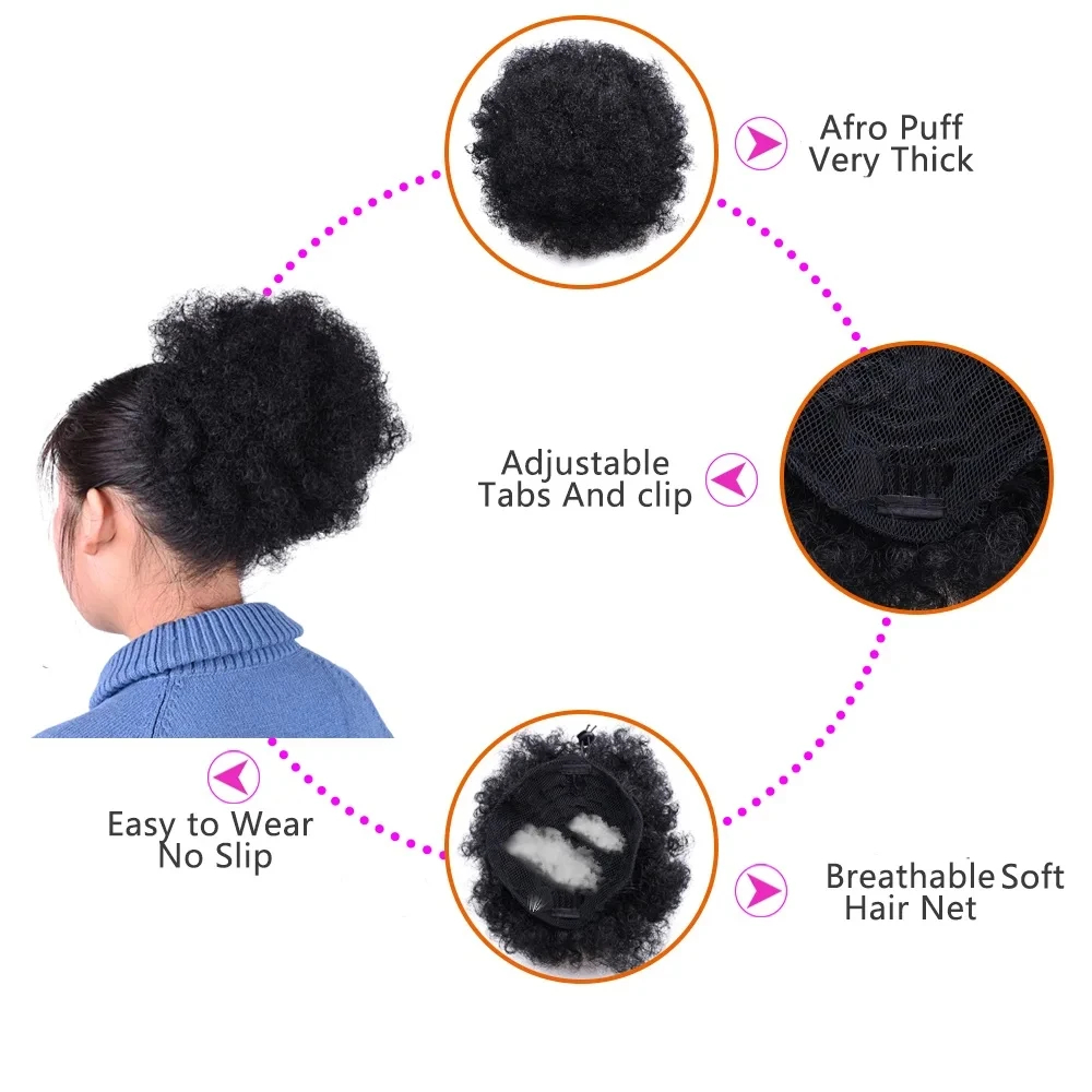 คลิปผมหางม้าพัฟแอฟโฟรแบบผูกเชื - Drawstring Afro Curly Puff Ponytail บทวิจารณ์และราคา