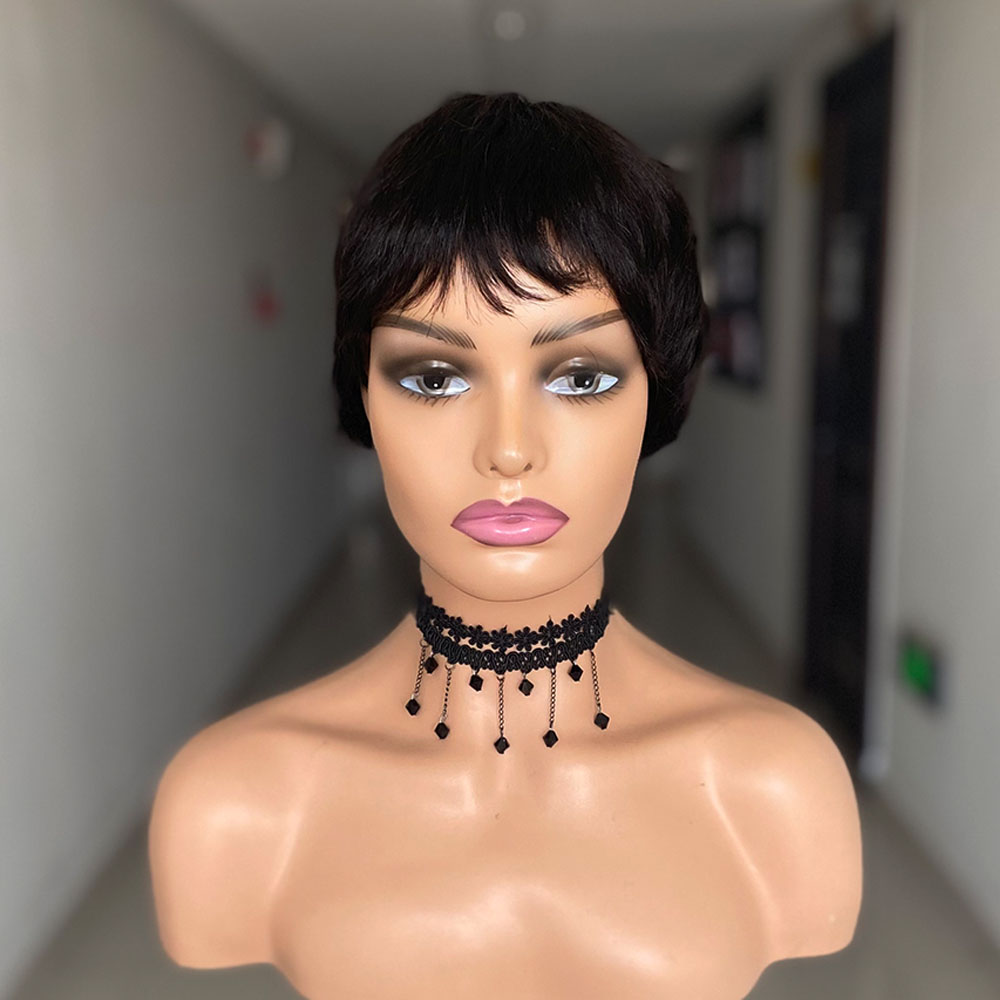 สั้นตรงผมมนุษย์Wigsธรรมชาติสีบ - Short Pixie Cut Wig Human Hair Cheap บทวิจารณ์และราคา