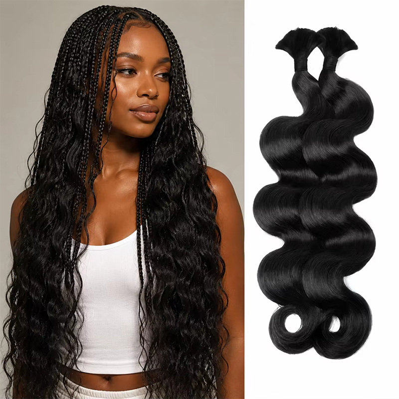 ผมถักเปียแบบธรรมชาติ 12A ขนาด  - Water Wave Bulk Human Hair For Braiding บทวิจารณ์และราคา