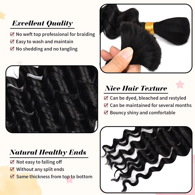 ผมถักเปียแบบธรรมชาติ 12A ขนาด  - Water Wave Bulk Human Hair For Braiding บทวิจารณ์และราคา