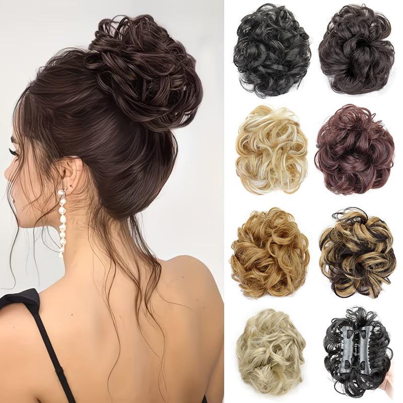ผมปลอมแบบมัดจุกสั้นหยิก ติดกิ๊ - Claw Clip Messy Bun Hair Piece บทวิจารณ์และราคา