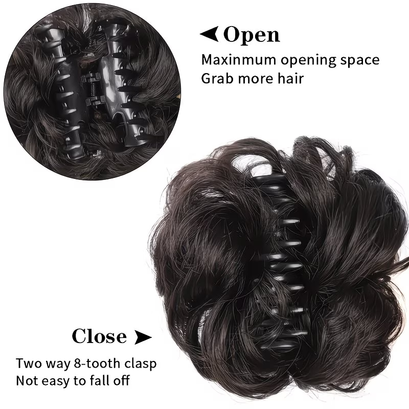 ผมปลอมแบบมัดจุกสั้นหยิก ติดกิ๊ - Claw Clip Messy Bun Hair Piece บทวิจารณ์และราคา
