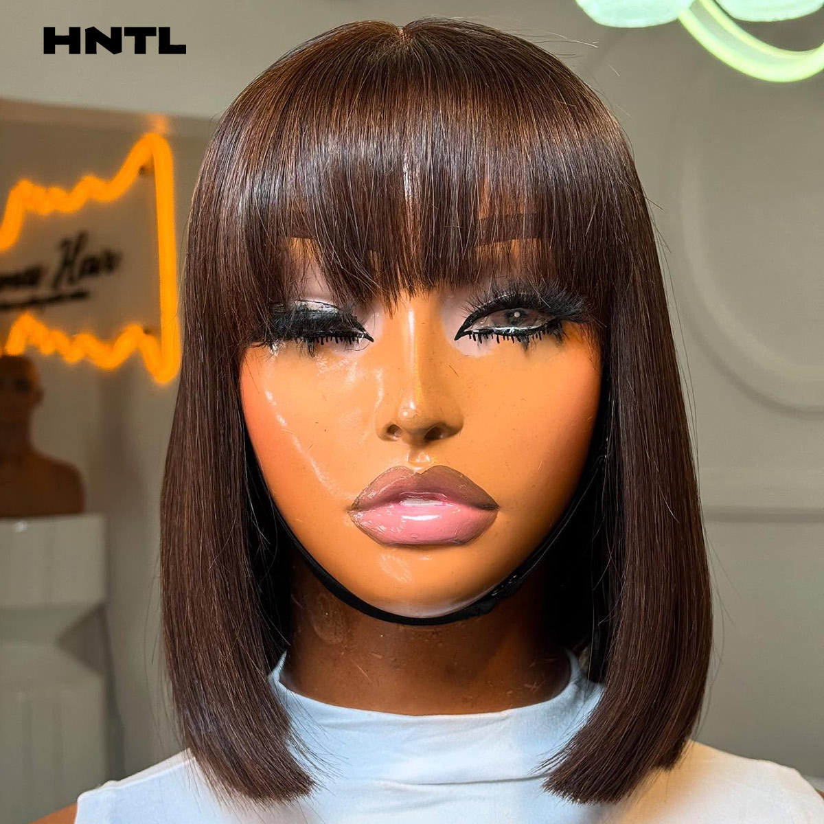 วิกผมแท้สีน้ำตาลแบบไม่ต้องใช้ก - Pre Parted 13X4 Lace Front Bob Wig บทวิจารณ์และราคา