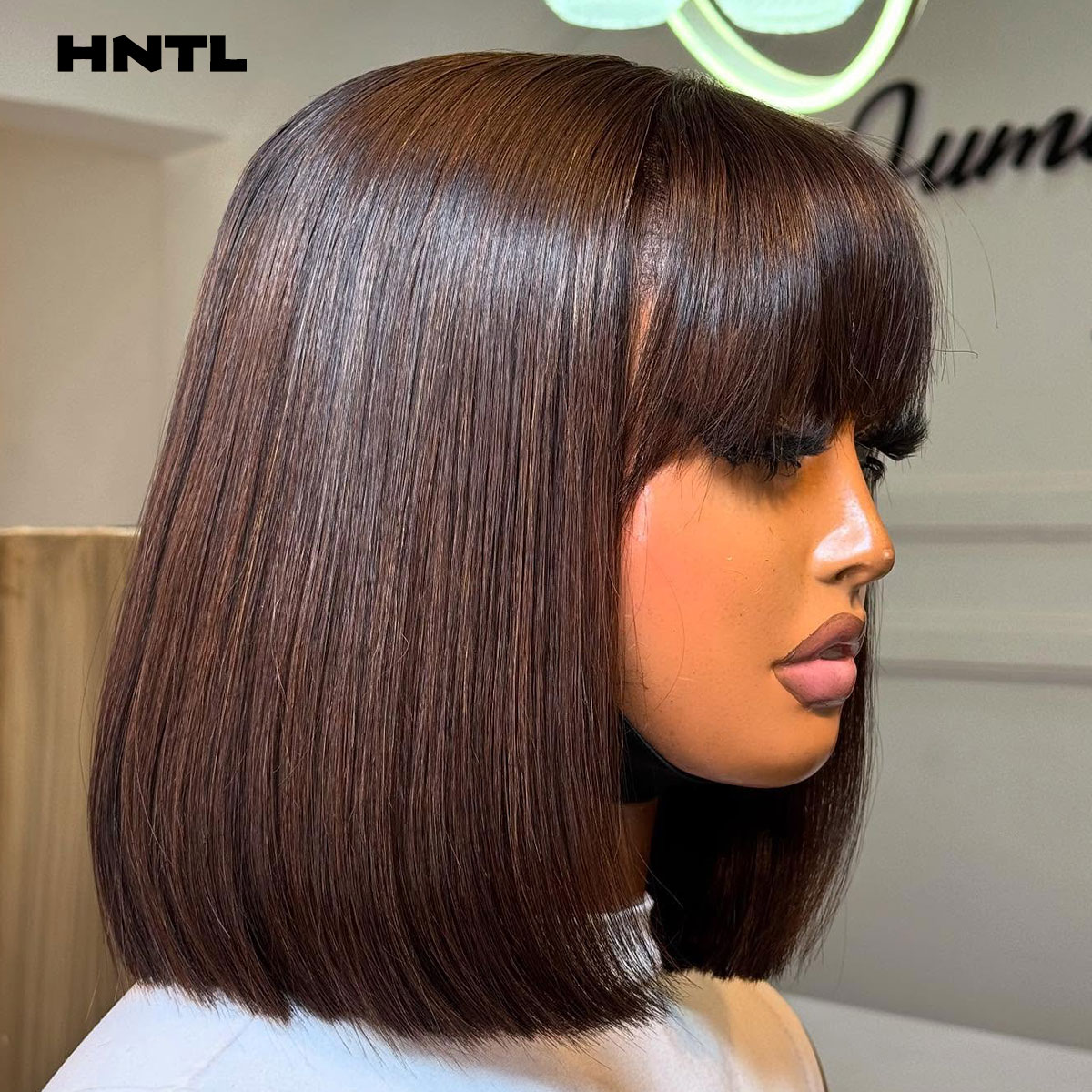 วิกผมแท้สีน้ำตาลแบบไม่ต้องใช้ก - Pre Parted 13X4 Lace Front Bob Wig บทวิจารณ์และราคา