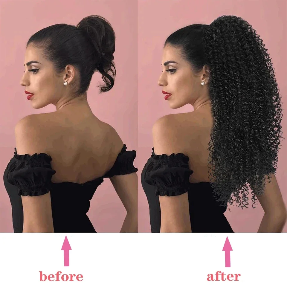 ยาว Kinky CURLY Drawstring หาง - Drawstring Afro Curly Puff Ponytail บทวิจารณ์และราคา