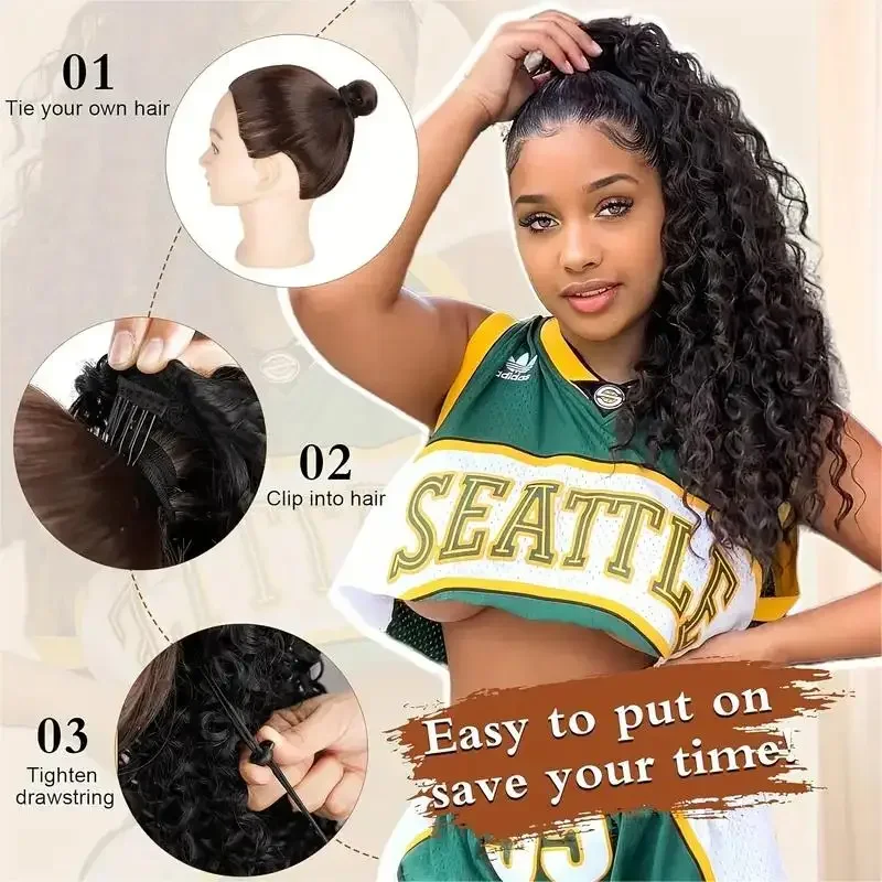 ยาว Kinky CURLY Drawstring หาง - Drawstring Afro Curly Puff Ponytail บทวิจารณ์และราคา