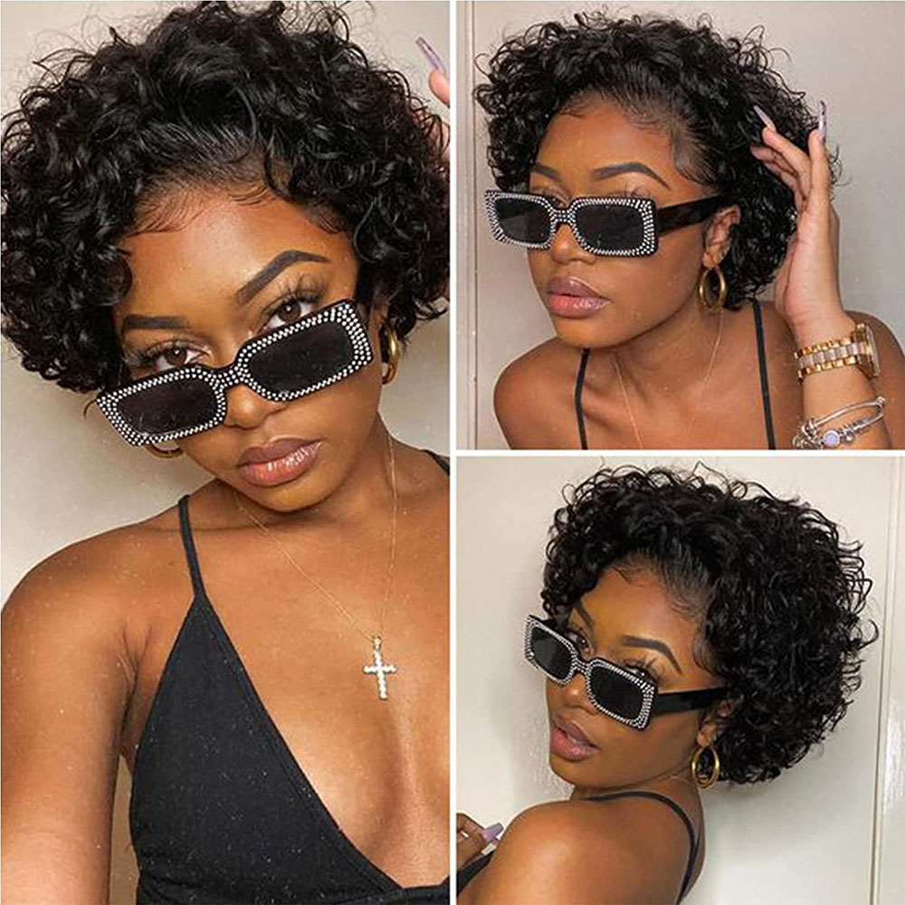 สั้น Pixie ตัดวิกผมหยิกวิกผมผม - Short Pixie Cut Wig Human Hair Cheap บทวิจารณ์และราคา