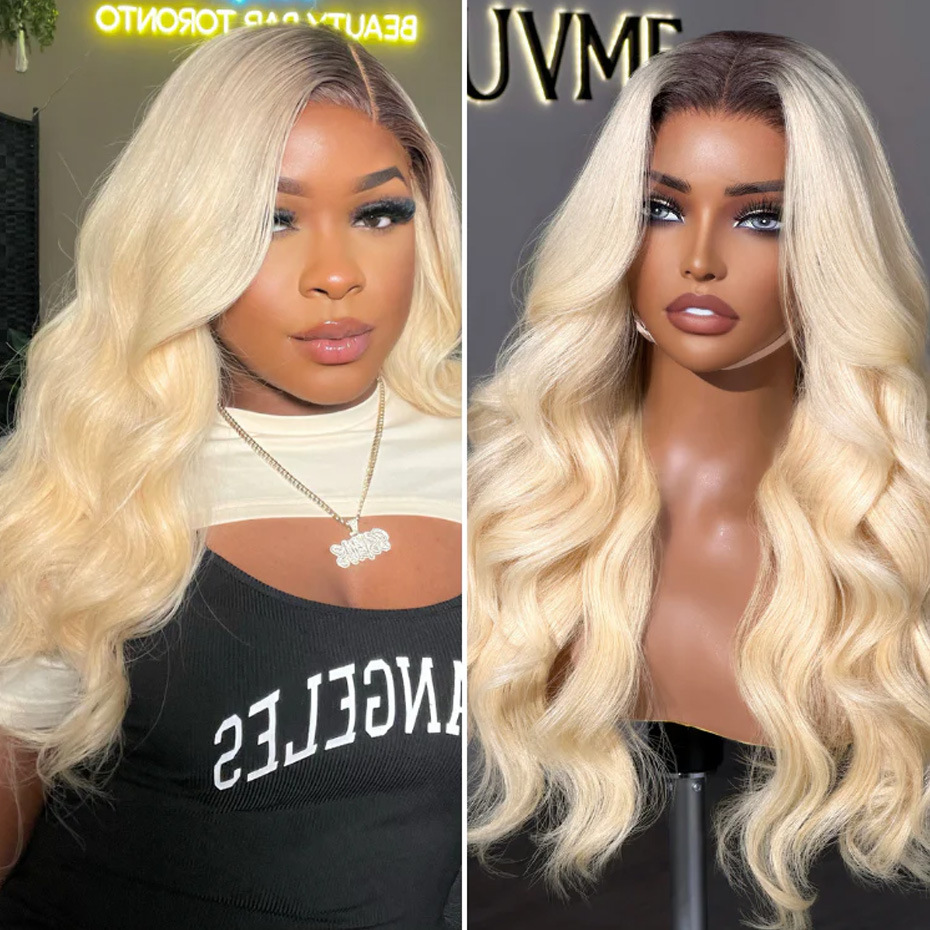 วิกผมมนุษย์สีบลอนด์ออมเบร 1B 6 - 613 Blonde Body Wave Lace Front Wig บทวิจารณ์และราคา