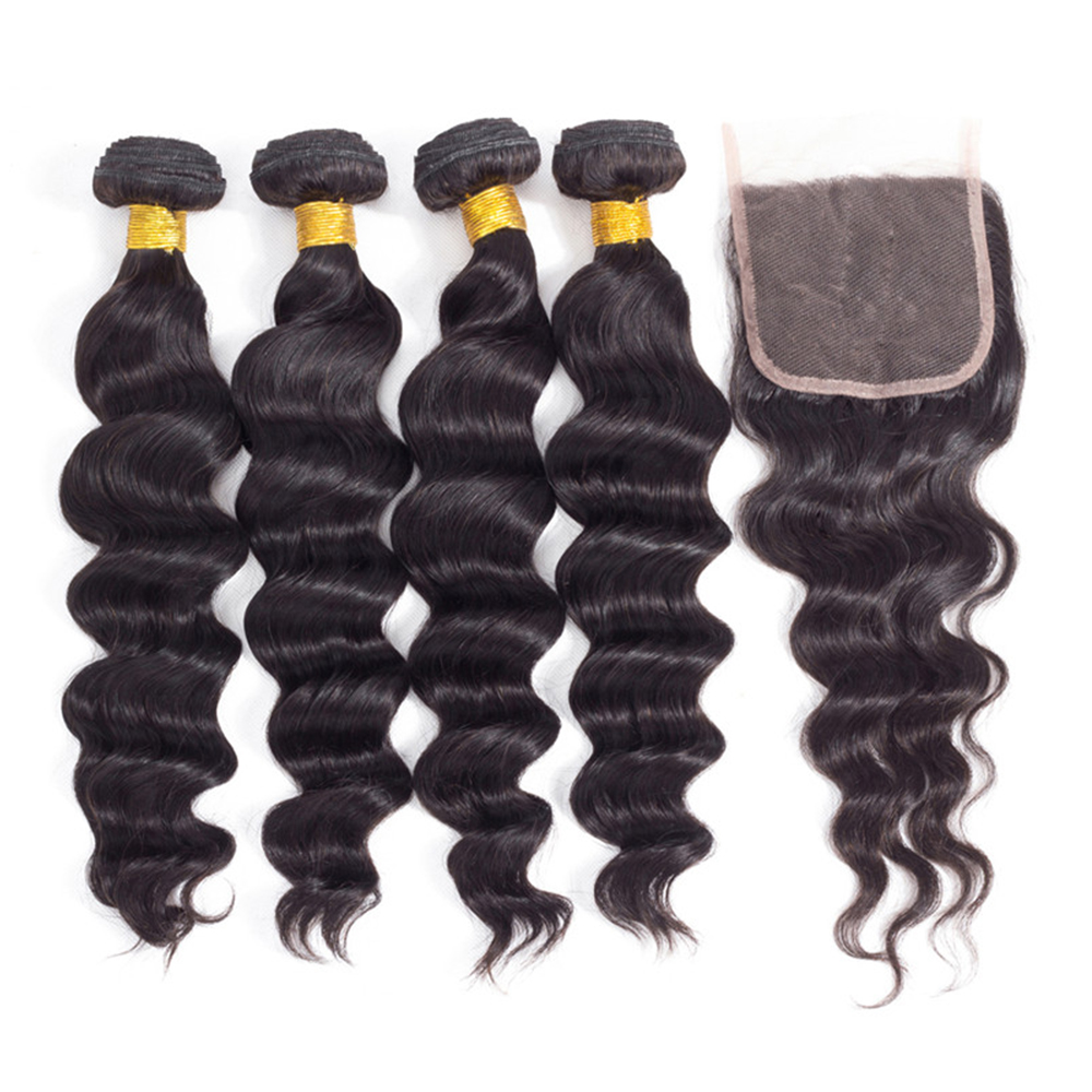 ผมต่อแบบลอนหลวมขนาด 30 นิ้ว พร - Deep Wave 3 Bundles With Closure บทวิจารณ์และราคา