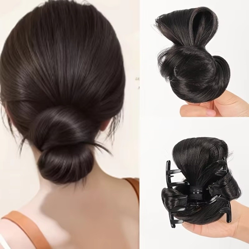 วิกผมทรงมวยผมสังเคราะห์ธรรมชาต - Claw Clip Messy Bun Hair Piece บทวิจารณ์และราคา