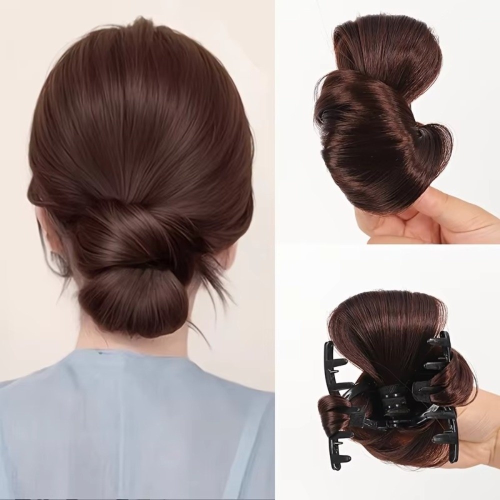 วิกผมทรงมวยผมสังเคราะห์ธรรมชาต - Claw Clip Messy Bun Hair Piece บทวิจารณ์และราคา