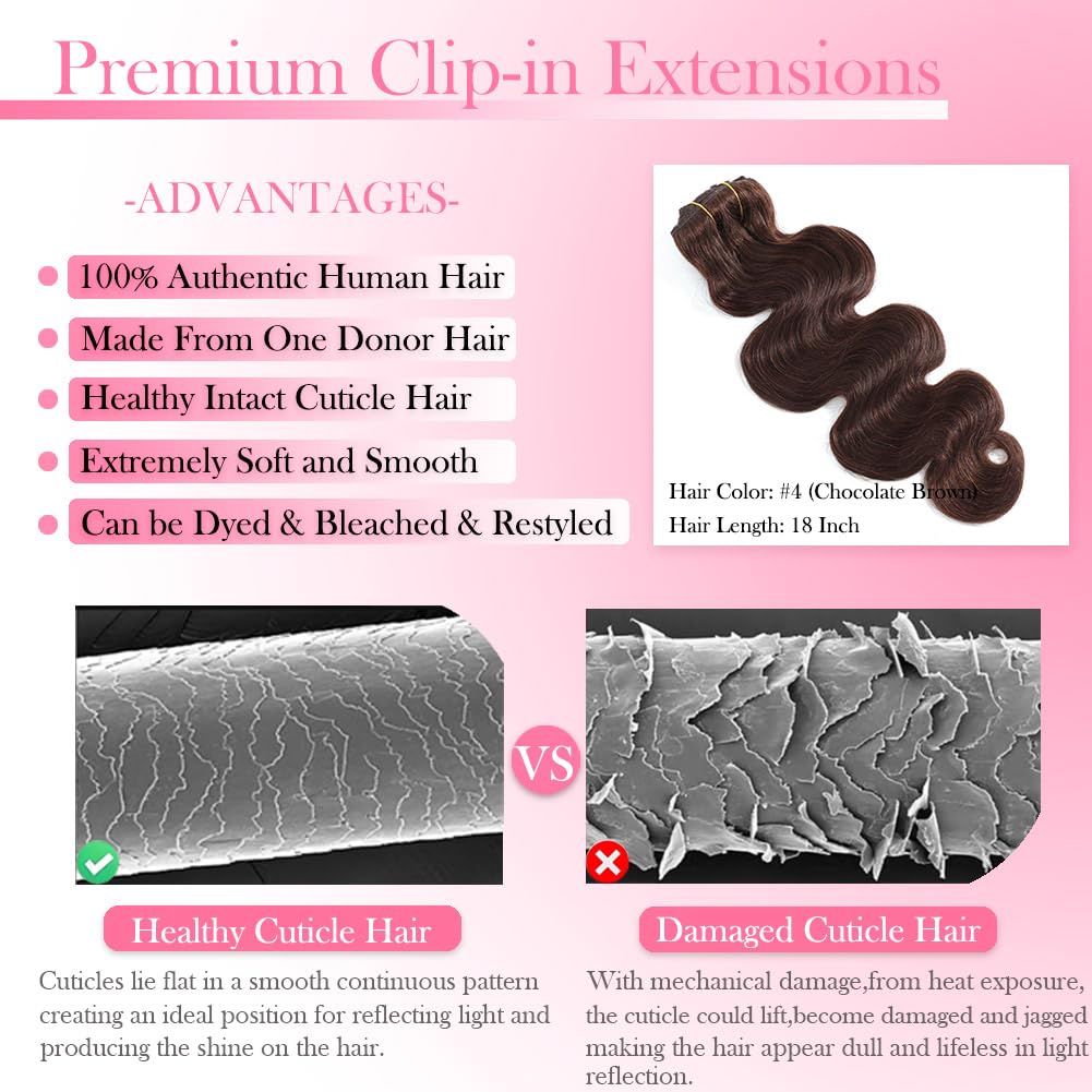 # คลิปต่อผมแท้สีน้ำตาลช็อกโกแล - Seamless Clip In Hair Extensions Human Hair บทวิจารณ์และราคา