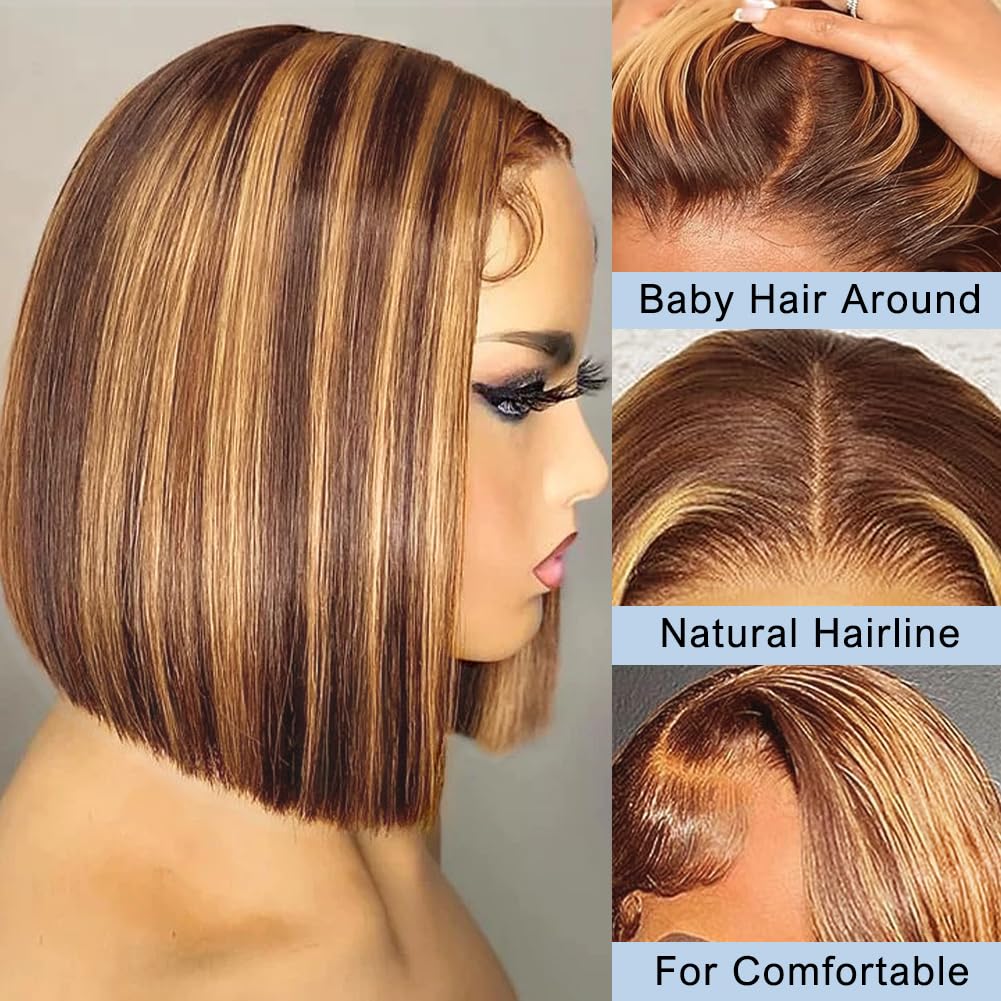 วิกผมบ๊อบผมแท้ 13x4 HD Lace Fr - Pre Parted 13X4 Lace Front Bob Wig บทวิจารณ์และราคา