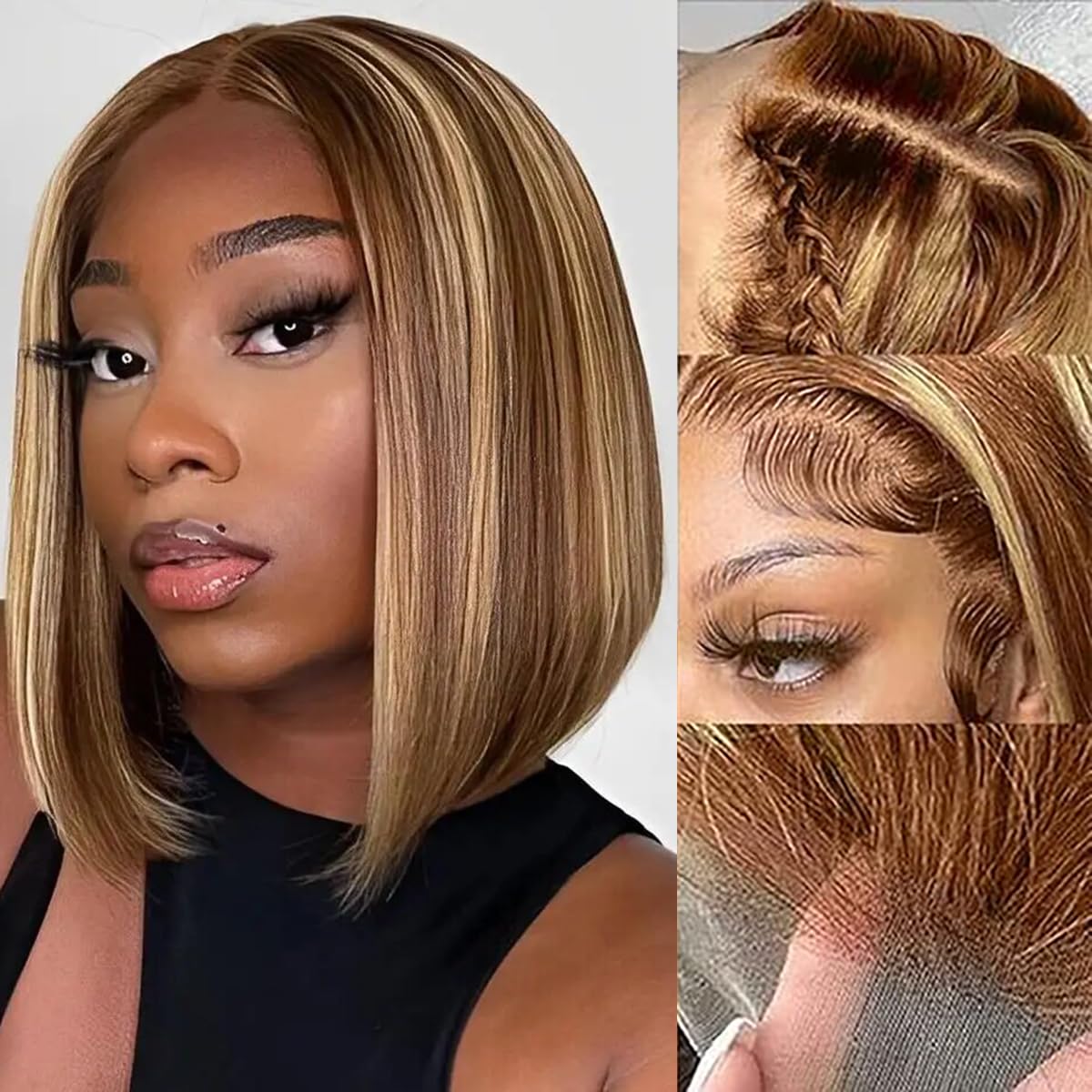 วิกผมบ๊อบผมแท้ 13x4 HD Lace Fr - Pre Parted 13X4 Lace Front Bob Wig บทวิจารณ์และราคา