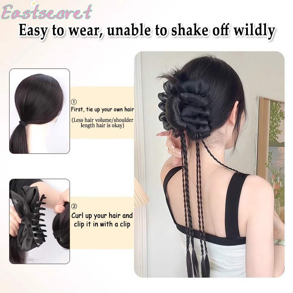 กิ๊บหนีบผมโบว์ดำแบบครึ่งผูก ขน - Claw Clip Messy Bun Hair Piece บทวิจารณ์และราคา