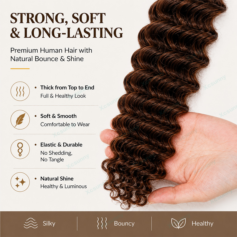 สี # ผมต่อแบบโบโฮเบรด 4/30 เส้ - Water Wave Bulk Human Hair For Braiding บทวิจารณ์และราคา