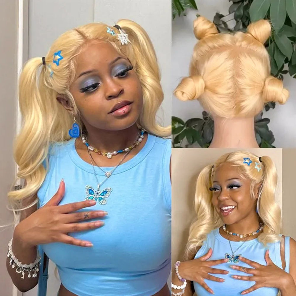 วิกผมมนุษย์สีบลอนด์ 613 ขนาด 1 - 613 Blonde Body Wave Lace Front Wig บทวิจารณ์และราคา