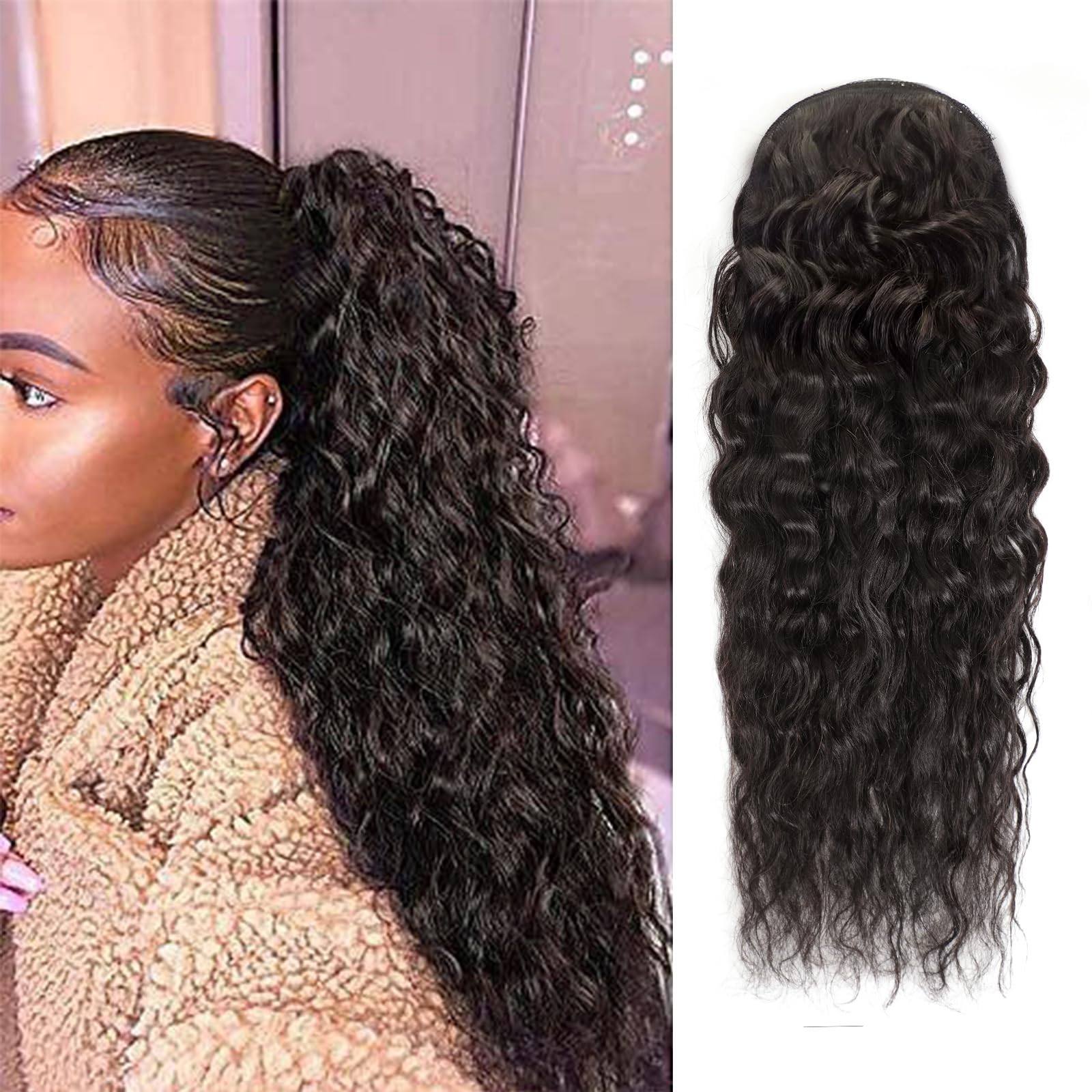 ผมต่อแบบหางม้าลอนน้ำ  แบบพันรอ - Seamless Clip In Hair Extensions Human Hair บทวิจารณ์และราคา
