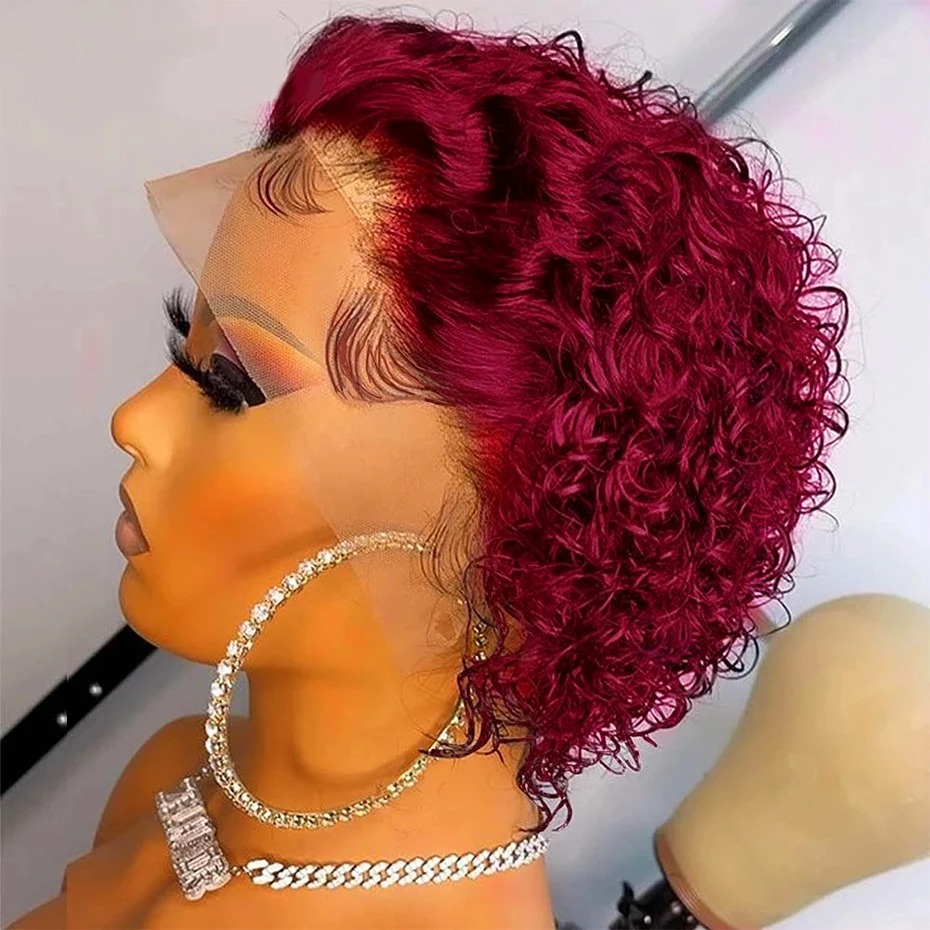 วิกผมทรงพิกซี่คัท สี 99J วิกผม - Short Pixie Cut Wig Human Hair Cheap บทวิจารณ์และราคา