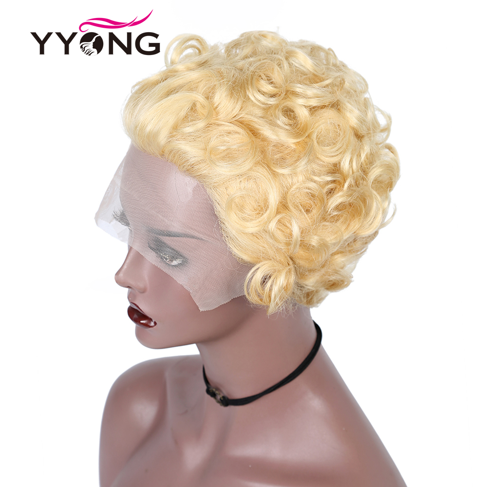 613 น้ําผึ้งสีบลอนด์ Pixie ตัด - Short Pixie Cut Wig Human Hair Cheap บทวิจารณ์และราคา