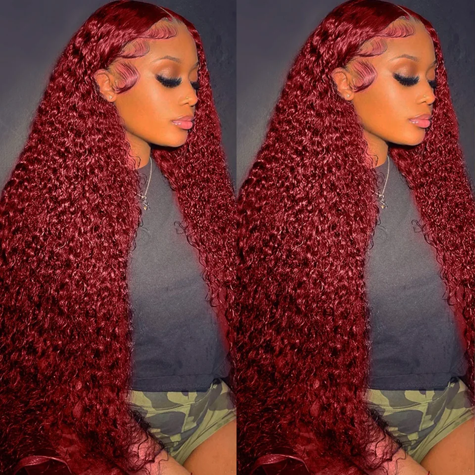 วิกผมแท้สีเบอร์กันดี 99J แบบลอ - Human Hair Wigs บทวิจารณ์และราคา