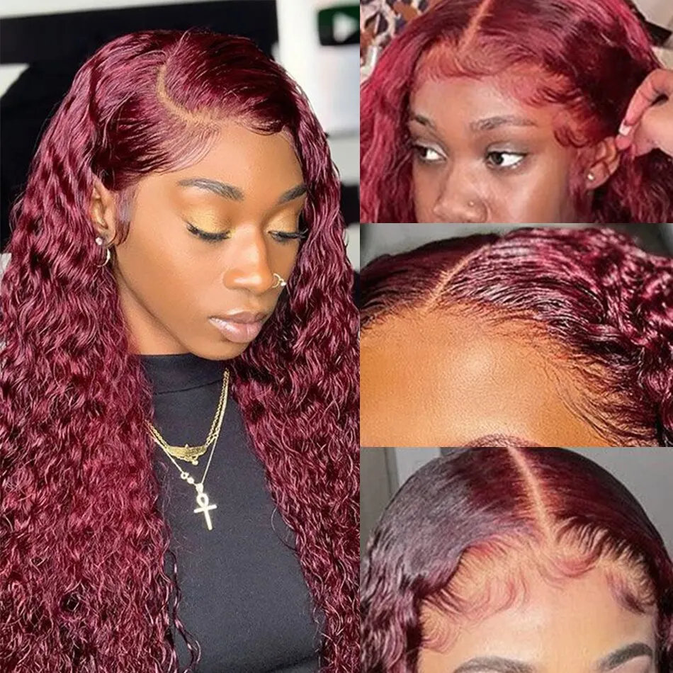วิกผมแท้สีเบอร์กันดี 99J แบบลอ - Human Hair Wigs บทวิจารณ์และราคา
